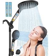 HOPOPRO 21-Setting Dual Filtered Handheld Shower Heads Combo, Matte Black | Upgraded High Pressur...