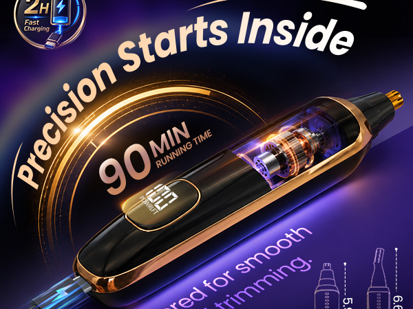 Mendaping 2025 Rechargeable Nose and Ear Hair Trimmer With LED Dispaly for Women Men