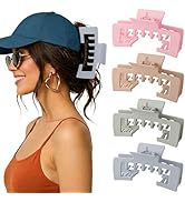 CHLINS 4 Pack 5 Inch Extra Large Hat Claw Clips for Thick Hair, Non-Slip Hat Hair Clip for Baseba...