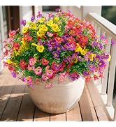 U'Artlines 16 Bundles Artificial Pansy Flowers Outdoor Fake Plants for All Seasons, UV Resistant ...