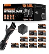 UYKKE HEAVY DUTY 10 Mil Nitrile Gloves Disposable Rubber Cooking Gloves Industrial Raised Diamond...