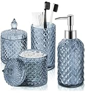 RYTOXILO Blue Bathroom Accessories Set, 4 Pack Light Blue Bathroom Decor Accessory Sets Complete,...