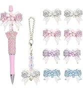 Frinnovan 8 Packs Rhinestone Bow Shaped Beads for Beadable Pens Crystal Bowknot Large Spacer Bead...
