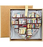 LUFEEMGA Crystal Book Lovers Gifts Hanging Christmas Ornament,Glass Hanging Book Themed Decoratio...