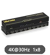 4K 30Hz HDMI Splitter 1 in 8 Out, 8 Port HDMI Splitter 1x8 Support 4Kx2K@30Hz, HDM 1.4, HDCP, 3D,...