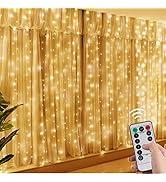 Bexdir Curtain String Lights, 300 LED Curtain Lights Warm White, Fairy Lights Curtain with 8 Mode...