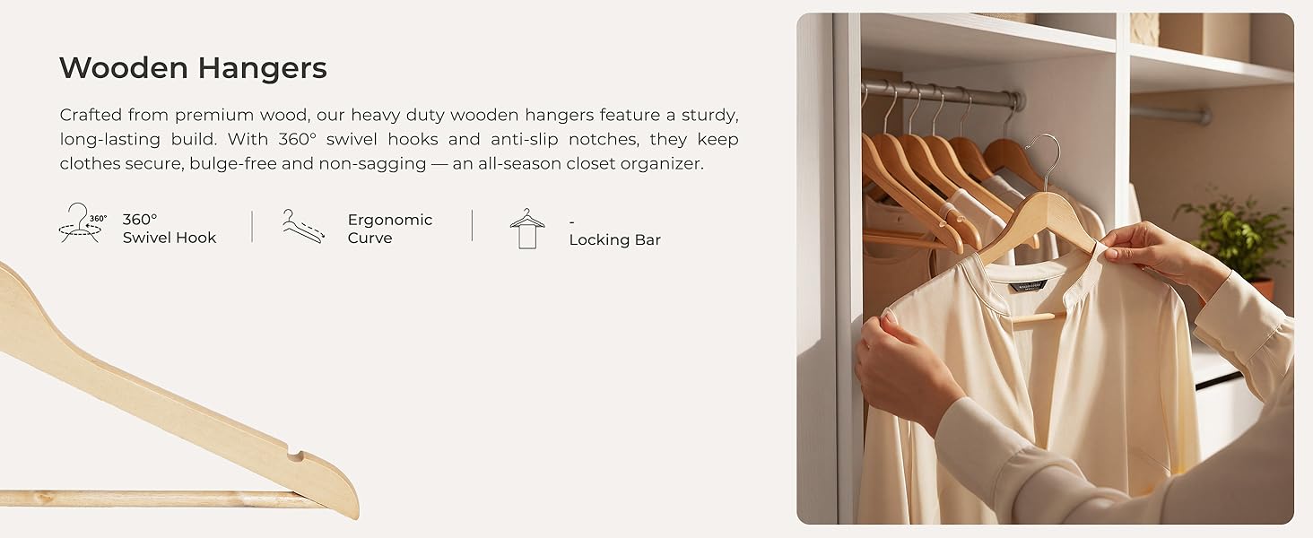 StorageWorks Wooden Hangers