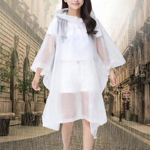 white rain coat
