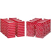 American Greetings 10'' Medium Red Treat Bags for Christmas and All Holidays, Stripes and Polka D...