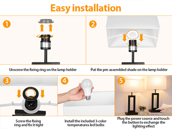 nightstand table lamps for end tables