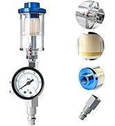 Quickun Water Oil Separator Filter, 1/4" NPT Inlet and Outlet Air Compressor Fitting with Pressur...