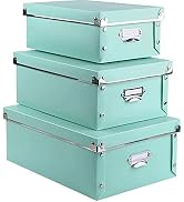 3 Pack/Set Plastic Storage Box with Lid,Waterproof Collapsible Storage Bins for Toys/Shoes/Clothe...
