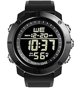 NORTH EDGE Tank Men's Digital Sports Watch Large Face Waterproof Wrist Watches for Men with Stopw...