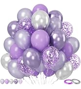 Paready Purple Balloons Set, 50Pcs Purple and Silver Balloons, 12 Inch Retro Purple Confetti Ball...