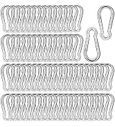 200PCS 2'' Spring Snap Hook Carabiner, M5 3/16Inch Galvanized Silver Steel Small Carabiner Clip, ...