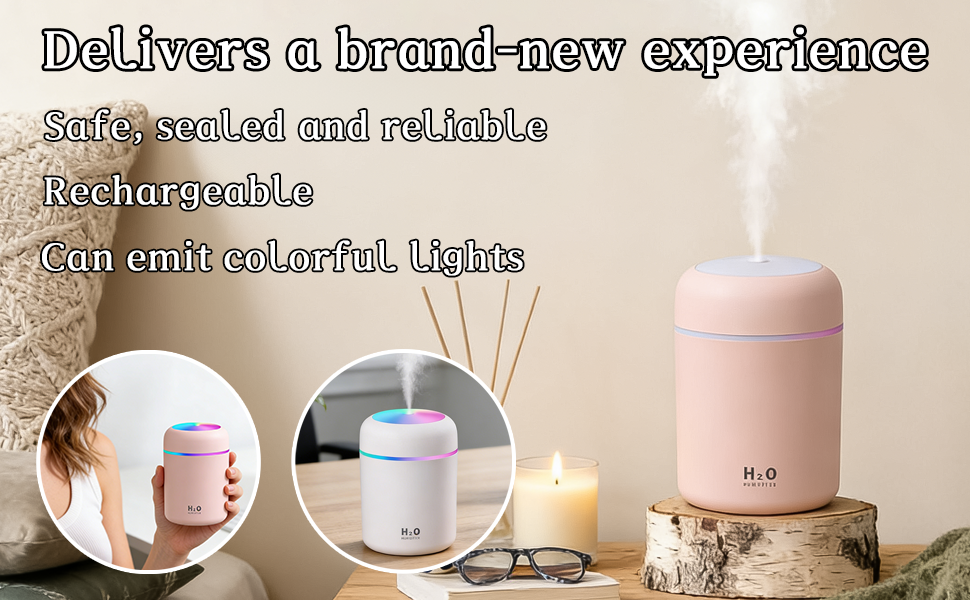 300ml USB Cool Mist Small Humidifier with Colorful Lights