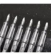 Lanxivi Yongsheng Calligraphy Fountain Pen Set Transparent Clear, 6 Assorted Tip Sizes for Art Dr...