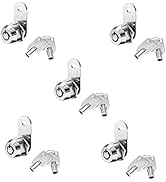 5 Pack Kingsley Tubular Cam Lock with 1-1/8" Cylinder-Chrome Finish, Keyed Alike, RV Lock Replace...