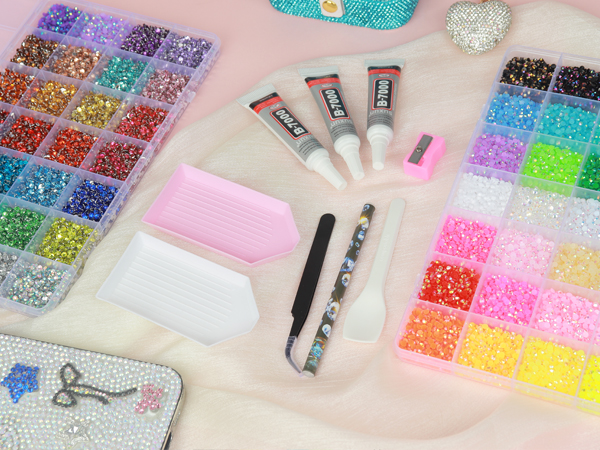 2 Boxes Rhinestones for Bedazzling Kit, 56 Colors 3MM Resin Flatback Gems for Diamond Art