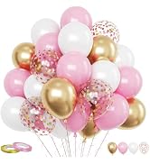 Funhot Pink and Gold Balloons Set, 60PCS Pink Gold White Party Balloon, 12Inch Light Pink Gold Co...