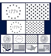 12 PCS Plastic American Flag Star Stencil,1766 Templates & map& Star Stencils for Painting on Woo...