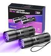 Black Light UV Flashlight 2 Pack, 12 LED 395nm UV Flashlight, Portable Mini UV Light Waterproof, ...
