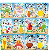 Aowplc 48 Sheets Summer Fun Make-a-Face Sticker Set for Kids – Create Your Own Faces with Beach, ...