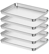 Baking Sheet Set of 5, Bastwe 18 inch Commercial Grade Stainless Steel Baking Pan, Professional B...