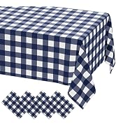 misaya 4 Packs 54 x 78 Inch Buffalo Disposable Table Cloth, Waterproof Plastic Tablecloth, Rectan...