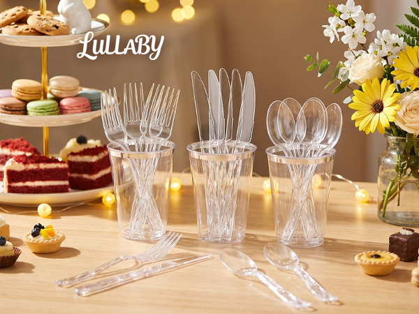 Lullaby 150pcs clear plastic silverware