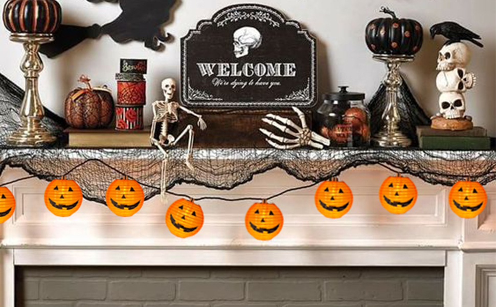 outdoor halloween pumpkin lantern string lights