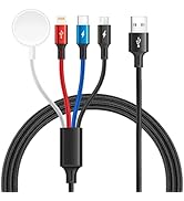 MINLU Multi Charging Cable 3.5A, 4 in 1 Braided iWatch & iPhone Multi Charger with Lightning/USB-...