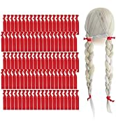 MEEDEE 100 Pack Red Hair Accessories: Soft, No-Crease, No-Damage Knotted Ribbon Hair Ties & Ouchl...