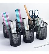M&G Mesh Pencil Cup Holder Metal Pen Holder for Desk, Black Pen Organizer Office Pen Holder (6 Pack)