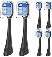 YMPBO Replacement Heads Compatible with Oral-B Clic Toothbrush, 6 Pack Brush Head Refill, Black