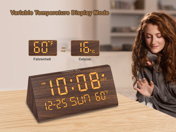 wooden alarm clock