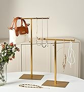 Display Stand Jewelry Towers 2 Packs Stainless Steel Bag Stand Tabletop Double Hook Hanging Jewel...