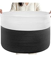 ClenClever XXL Large Laundry Basket, 90L Soft Cotton Rope Basket, Blanket Storage and Organizers,...