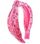 FROG SAC Valentines Headband for Girls - Pink Heart Valentine Top Knot Headbands for Kids, Stud K...