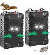 2 Pcs Under Hood Rodent Repeller with Strobe Light & 3 Power Supply Methods, Professional Ultraso...