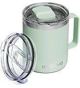 avodvo 12oz Insulated Coffee Mug with Lid – Includes Two Lids, Stainless Steel Coffee Travel Mug ...