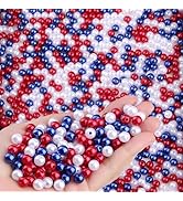 XIANNVXI Red White Blue Beads 4th of July Independence Day 500Pcs 8mm Red Blue White Pearl Beads ...