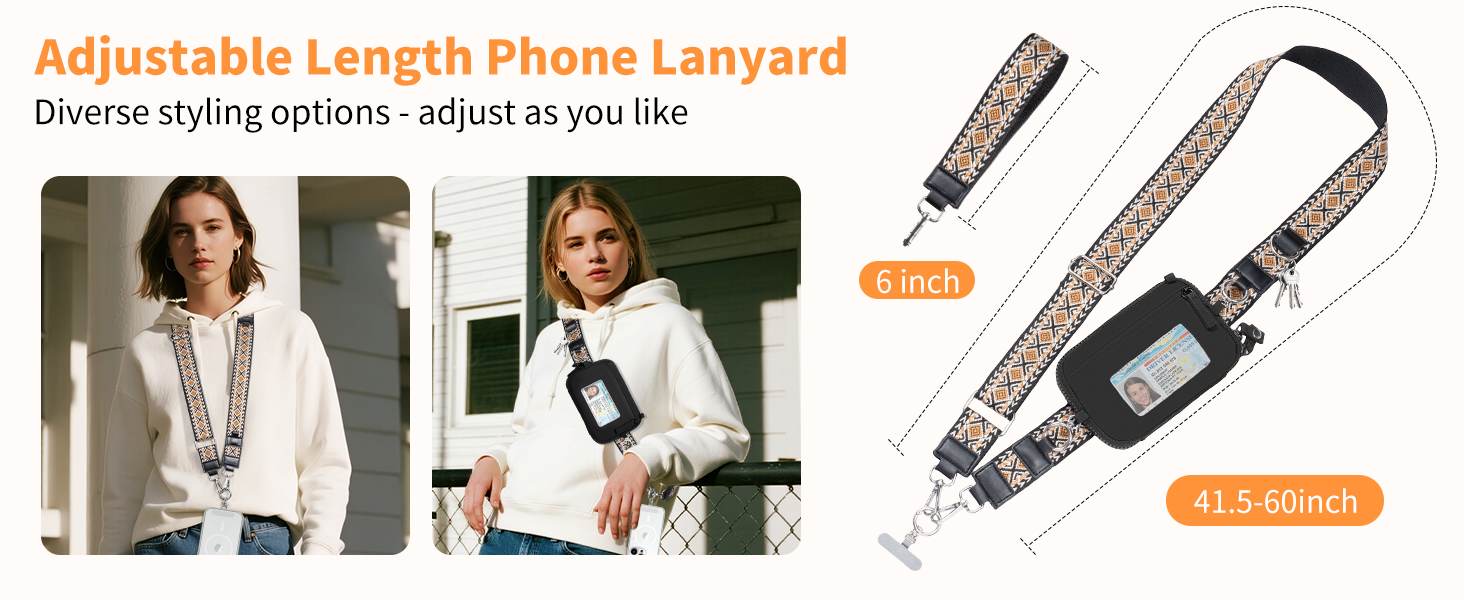 clip and go phone strap lanyard crossbody adjustable cell printed quilted wristlet wrist wallet