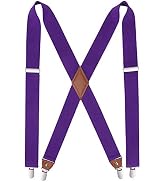 HISDERN Suspenders for Men X-Back 1.4" Adjustable Elastic Suspender Braces Strong 4 Clips for Wor...