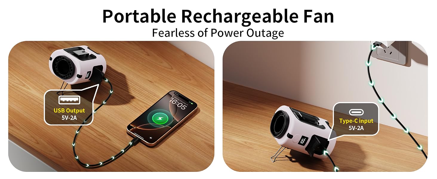portable personal fan rechargeable