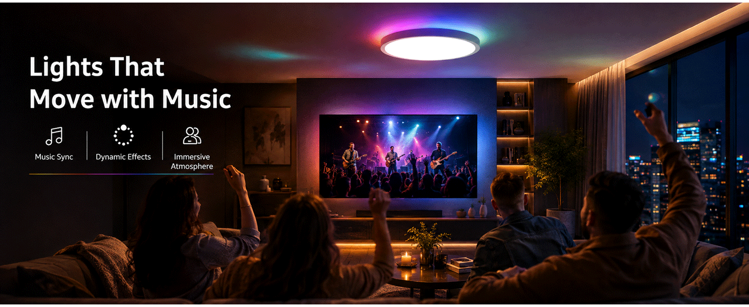 WULILI Smart RGB Ceiling Light with music sync and dynamic ambient effects
