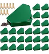 Qualirey 24 Pcs Mice Station with Key Triangle Bait Station Reusable Rodent Trap Bait Box, Keeps ...