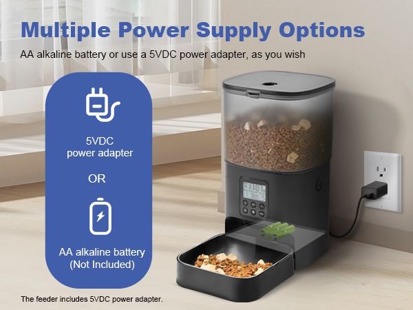 automatic cat feeder two power supplies
