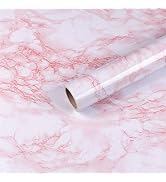 Marble Contact Paper Pink Peel and Stick Wallpaper for Kitchen Countertop | 15.7" x 118" Stick Pa...