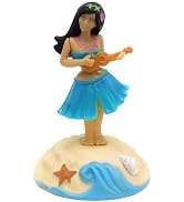 Calsgkspray Blue Solar Powered Dancing Figures Decoration -Hawaii Shaking Head Ornaments Hula Gir...